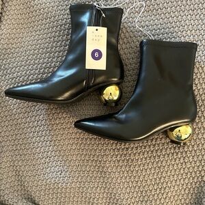 A New Day Women's Black Boots with Gold Heel